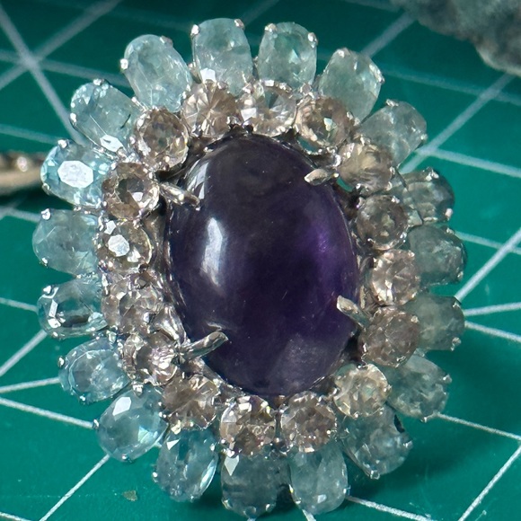 Gorgeous high end gemstone statement cocktail sterling silver ring - Picture 8 of 10